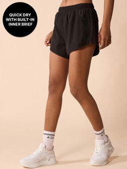 Kica - Running Stride Shorts with Breathe Mesh Panels and Inner brief for coverage KIC415-BLACK