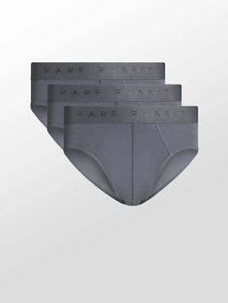 Rare Rabbit - Men Grey Solid Briefs