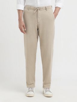 SELECTED HOMME - Men Beige Slim Tapered Fit Linen Trouser