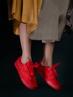 The Saree Sneakers - Red Ghungroo Sneakers