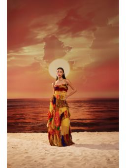 Siddhartha Bansal - Multi-Colour Ruched Paradise Maxi Dress