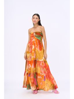 Siddhartha Bansal - Orange Ruched Rosemary Maxi Dress
