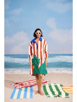 Siddhartha Bansal - Orange Stripes Candy Crush Pullover Dress