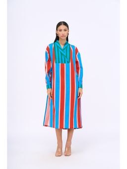 Siddhartha Bansal - Blue Stripes Spicy Affair Midi Dress