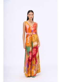 Siddhartha Bansal - Multi-Colour Printed Preen Jumpsuit with Belt (Set of 2)