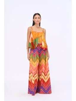 Siddhartha Bansal - Multi-Colour Printed Cheverton Top with Palazzo (Set of 2)
