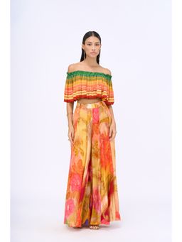 Siddhartha Bansal - Multi-Colour Printed Love Struck Top with Flared Pant (Set of 2)