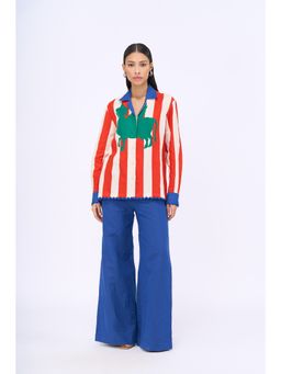 Siddhartha Bansal - Blue Stripes Holy Cow Shirt with Pant (Set of 2)