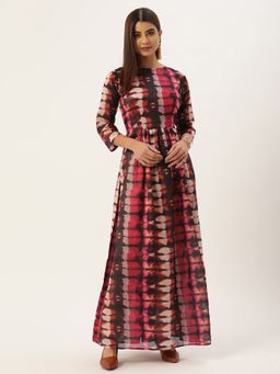 Ethnovog - Ready to Wear Multicolored Digital Print Art Silk Dress