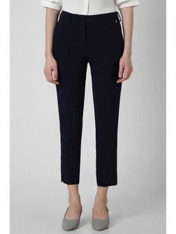 Van Heusen - Women Navy Solid Formal Slim Fit Trousers