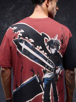 The Souled Store - Official Black Clover: Glow Men Red Oversized T-Shirts