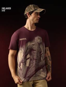 The Souled Store - Official Marvel: Daredevil Men Maroon Classic Fit T-Shirt