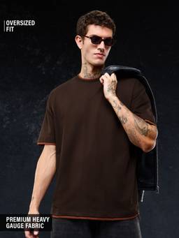 The Souled Store - TSS Originals: Men Brown Oversized T-Shirts