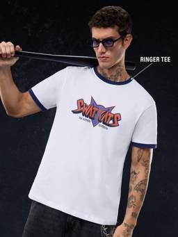 The Souled Store - Official SWAT Kats: Classic Logo Men White Oversized T-Shirts