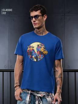 The Souled Store - Official SWAT Kats: Megakats Men Blue Relaxed Fit T-Shirts