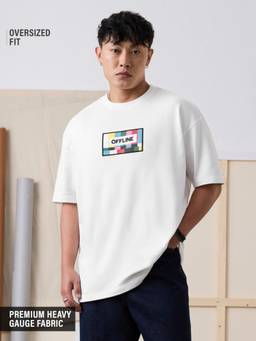 The Souled Store - TSS Originals: Offline Men White Oversized T-Shirts