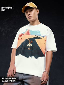 The Souled Store - Official Looney Tunes: Coyote Men Off White Oversized T-Shirts