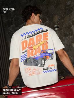 The Souled Store - Official Hot Wheels: Dare To Rad Men Off White Oversized T-Shirts