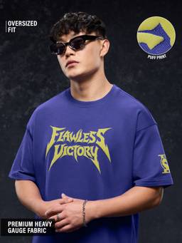 The Souled Store - Official Mortal Kombat: Flawless Men Blue Oversized T-Shirts