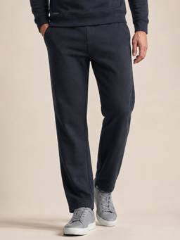 Van Heusen - Men Navy Blue Terry Fleece Sweat Pant with Functional Pockets