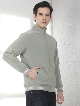 CRIMSOUNE CLUB - Men Green Solid Bomber Jacket