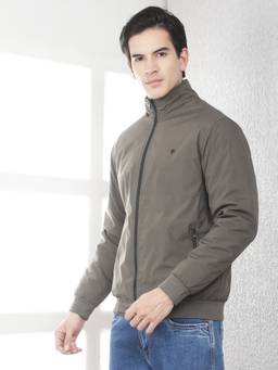 CRIMSOUNE CLUB - Men Grey Checked Bomber Jacket