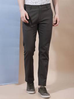 CRIMSOUNE CLUB - Men Olive Straight Trousers