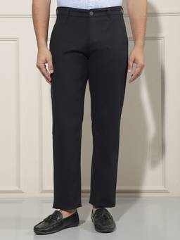 CRIMSOUNE CLUB - Men Navy Blue Straight Trousers