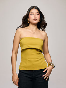 Twenty Dresses by Nykaa Fashion - Green Roundover Flap Tube Top