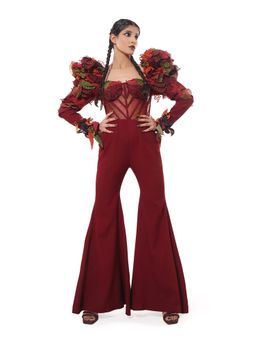 MODO CALDO - Maroon Jungle Canopy Jumpsuit