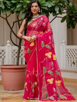 Pretty Pallu - Floral Blush Gota Saree without Blouse
