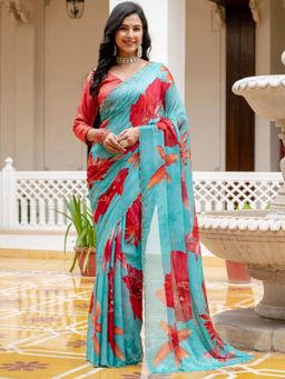 Pretty Pallu - Royal Sapphire Saree without Blouse