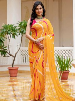 Pretty Pallu - Sunset Glow Gota Saree without Blouse