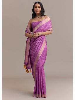 KALKI FASHION - Violet Tissue Silk Saree with Butti Work with Unstitched Blouse