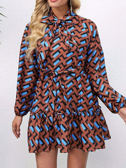 Outzidr - Multi Dual Colour Printed Dress