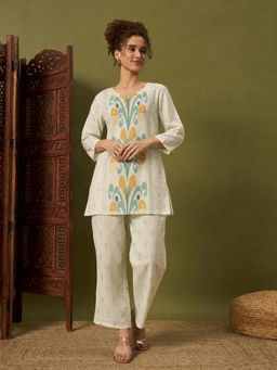 SEPHANI - Green Printed Regular Fit Kurta and Pant