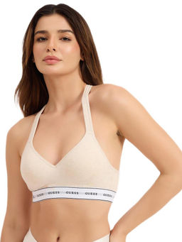Guess - Beige Solid Regular Fit Bra