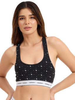 Guess - Black Self Design Regular Fit Bra