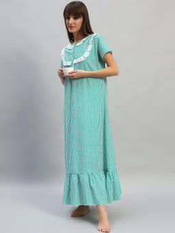 SEPHANI - Green Stripes Regular Fit Nighty