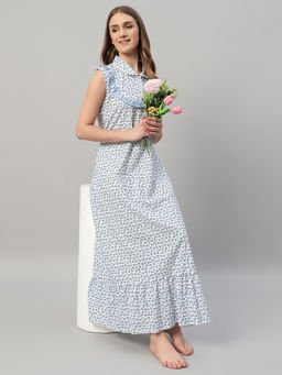 SEPHANI - Blue Printed Regular Fit Nighty