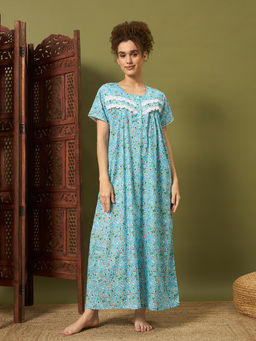 SEPHANI - Blue Printed Regular Fit Nighty