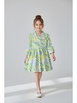 Bella Moda - Cotton Ruffled Dress- Multi-Color
