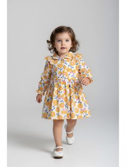 Bella Moda - Cotton Ruffled Dress-Orange