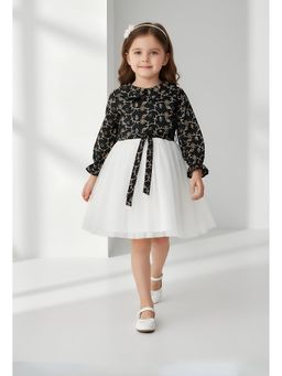 Bella Moda - Net Full Sleeves Embroidered Party Dress-White