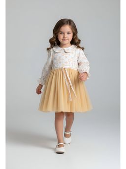 Bella Moda - Net Full Sleeves Embroidered Party Dress-Orange