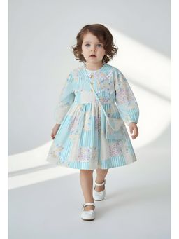 Bella Moda - Cotton Blue Dress with Sling Bag