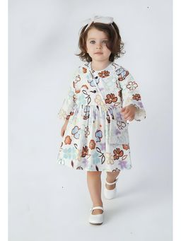 Bella Moda - Cotton Half Sleeves Dress with Sling Bag-White