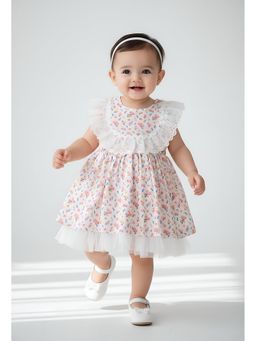 Bella Moda - Cotton Sleeveless Lace Detailing Dress-White