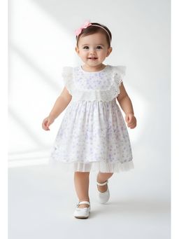 Bella Moda - Cotton Sleeveless Lace Detailing Dress-Voilet