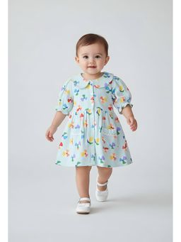 Bella Moda - Cotton Front Open Dress-Light Blue